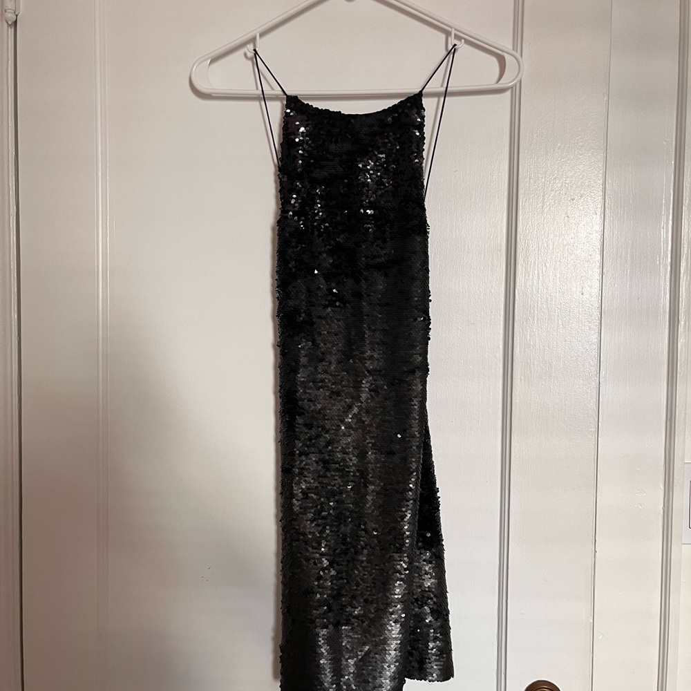 Black sequin mini dress